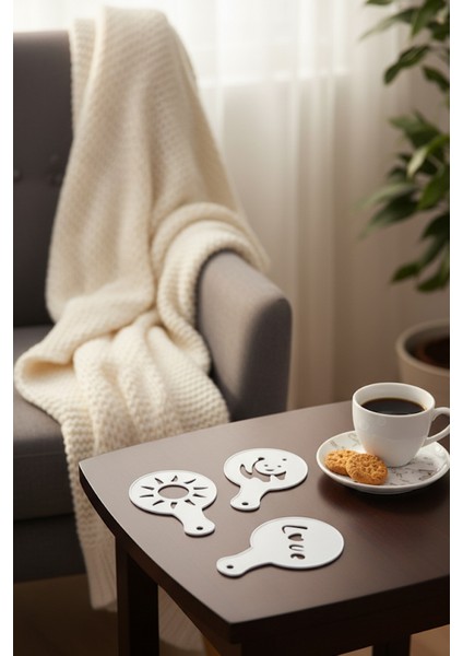 Kahve Şablonu, Kahve Süsleme Seti, Tatlı Süsleme Seti, 4'lü Set modelleri