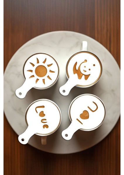 Kahve Şablonu, Kahve Süsleme Seti, Tatlı Süsleme Seti, 4'lü Set indirimleri