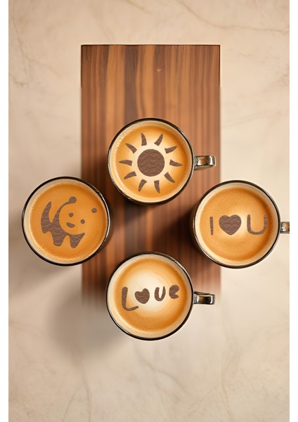 Kahve Şablonu, Kahve Süsleme Seti, Tatlı Süsleme Seti, 4'lü Set