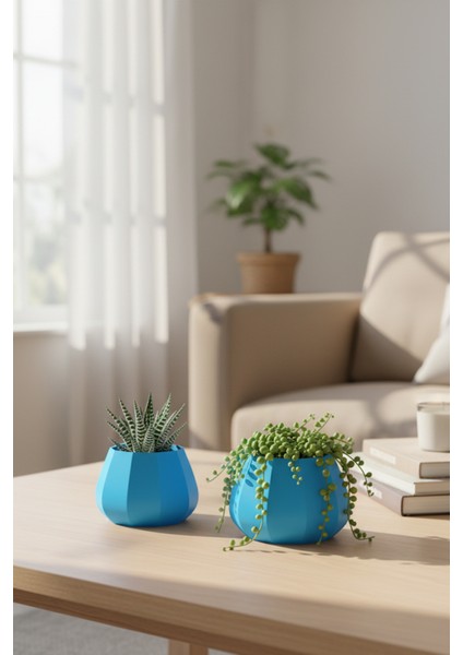 2’li Modern Saksı Seti, Dekoratif Saksı, Minimalist Saksı, Kırmızı, 12CM fiyatları