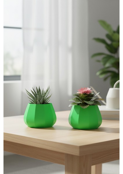 2’li Modern Saksı Seti, Dekoratif Saksı, Minimalist Saksı, Kırmızı, 12CM fırsatları