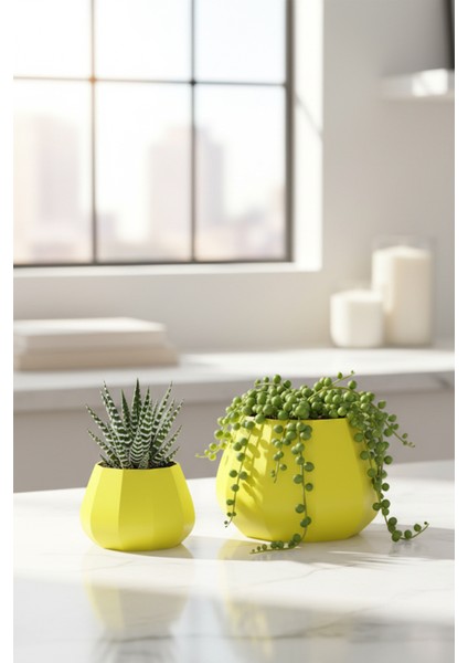 2’li Modern Saksı Seti, Dekoratif Saksı, Minimalist Saksı, Kırmızı, 12CM indirimleri