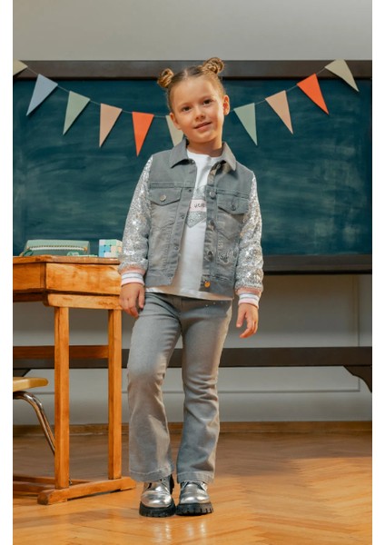 Kız Çocuk Ispanyol Paça Denim Pantolon MNT25K237