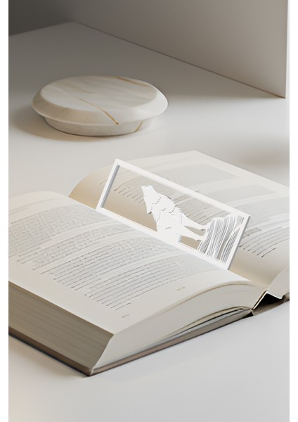 Ulu Kurt Kitap Ayracı, Modern Tasarım, Hafif ve Şık 2’li, Siyah ve Beyazın Modern Uyumu modelleri