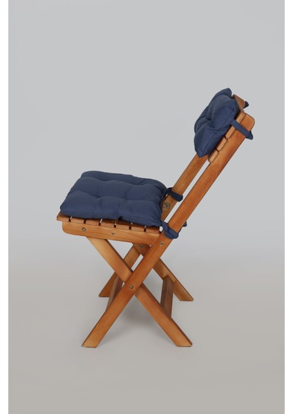 Ahşap Katlanabilir Sandalye – Lacivert Minderli Bahçe ve Balkon Sandalyesi (Montajsız) fiyatları