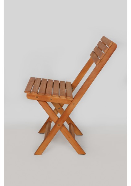 Ahşap Katlanabilir Sandalye – Lacivert Minderli Bahçe ve Balkon Sandalyesi (Montajsız)