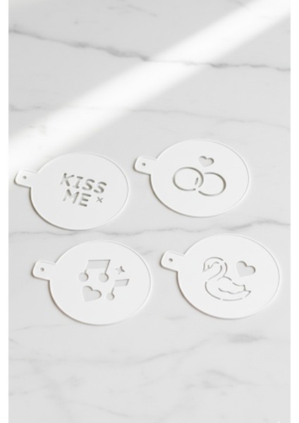 Kahve Şablonu, Kahve Süsleme Seti, Tatlı Süsleme Seti, 4'lü Set