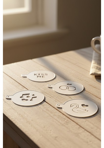 Kahve Şablonu, Kahve Süsleme Seti, Tatlı Süsleme Seti, 4'lü Set modelleri