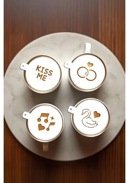 Kahve Şablonu, Kahve Süsleme Seti, Tatlı Süsleme Seti, 4'lü Set indirimleri