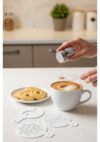 Kahve Şablonu, Kahve Süsleme Seti, Tatlı Süsleme Seti, 4'lü Set modelleri