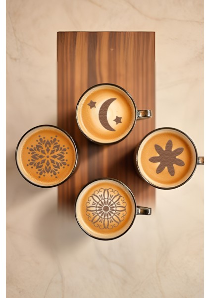 Kahve Şablonu, Kahve Süsleme Seti, Tatlı Süsleme Seti, 4'lü Set