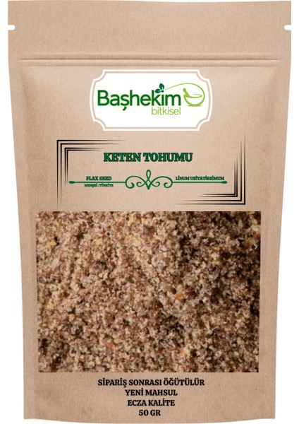 Keten Tohumu Öğütülmüş Toz Sipariş Sonrası Öğütülür Ecza Kalite Yağı Alınmamış 50 gr
