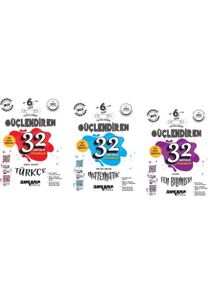 6. Sınıf Güçlendiren 32 Haftalık Türkçe - Matematik - Fen Bilimleri Kazanım Denemeleri