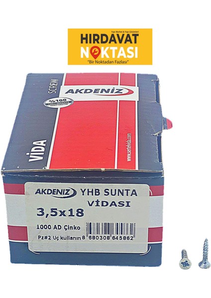 Sunta Vidası 3,5 x 18 (1000 Adet)
