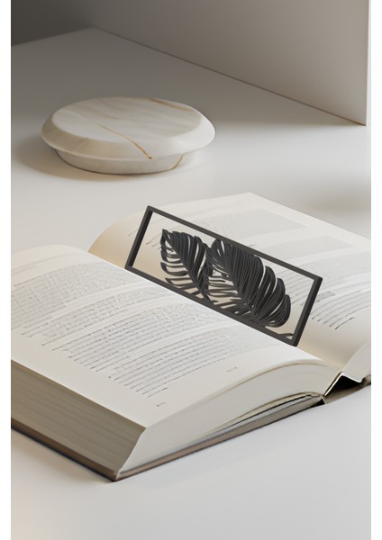 Yaprak Kitap Ayracı, Modern Tasarım, Hafif ve Şık 2’li, Siyah ve Beyazın Modern Uyumu modelleri