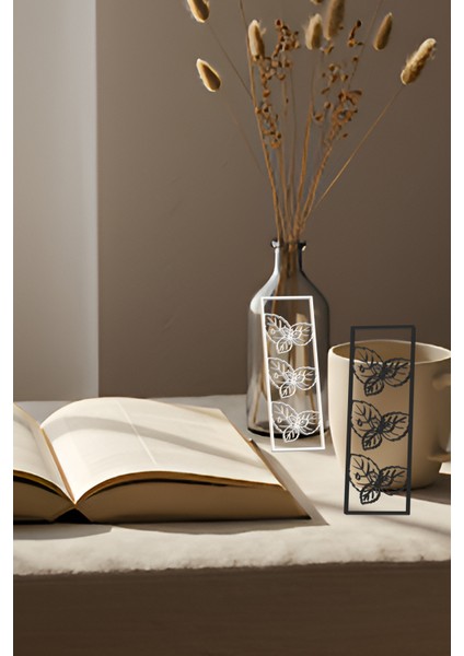 Nane Kitap Ayracı, Modern Tasarım, Hafif ve Şık 2’li, Siyah ve Beyazın Modern Uyumu