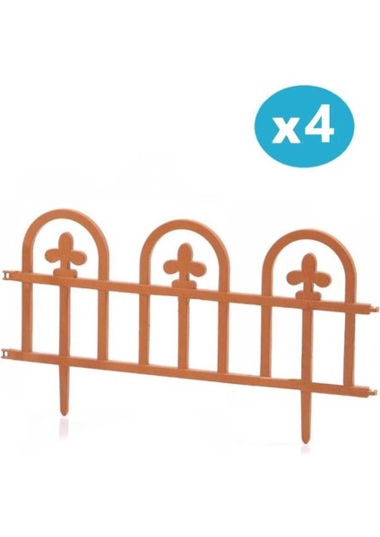 SY-5992 Estate Plastik Bahçe Çiti 60X32 cm 4'lü Set Kahverengi