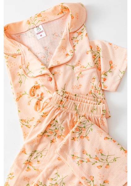 Uzun Kol Gömlek Yaka Kadın Büyük Beden Pinterest Pijama Takımı - Mevsimlik Kadın Pijama