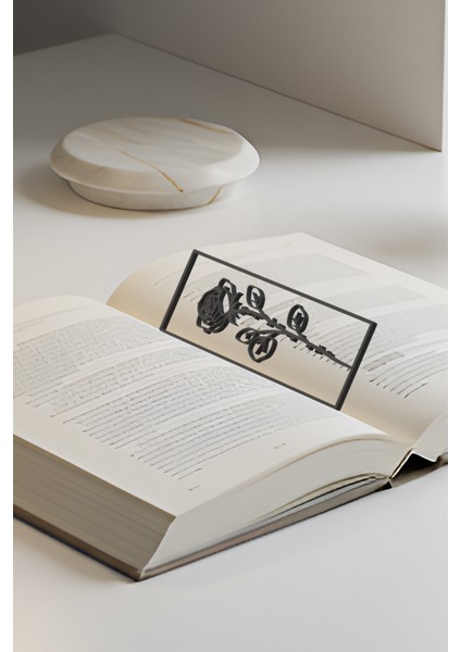 Gül Kitap Ayracı, Modern Tasarım, Hafif ve Şık 2’li, Siyah ve Beyazın Modern Uyumu modelleri