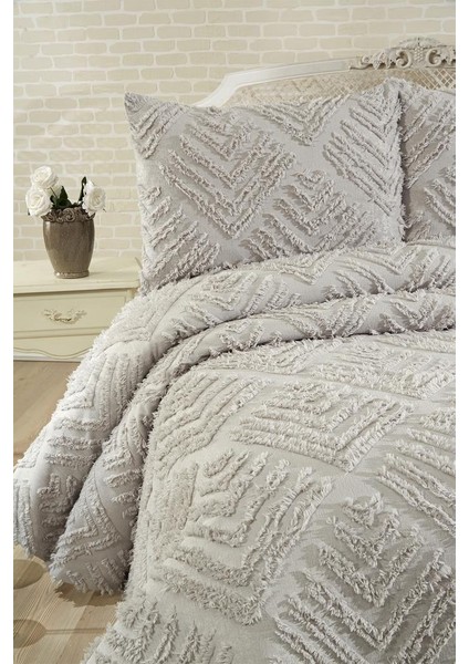 Pine 3 Parça Çift Kişilik Pike Takımı Gri fırsatları