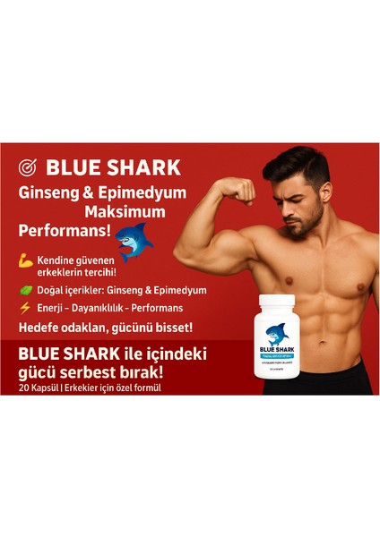 Blue Shark Erkeklerin Cinselliğine Performansina 20 Li Takviye | Ginseng & Epimediyum Içerikli modelleri
