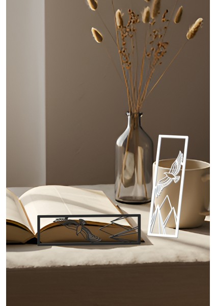 Kartal Kitap Ayracı, Modern Tasarım, Hafif ve Şık 2’li, Siyah ve Beyazın Modern Uyumu