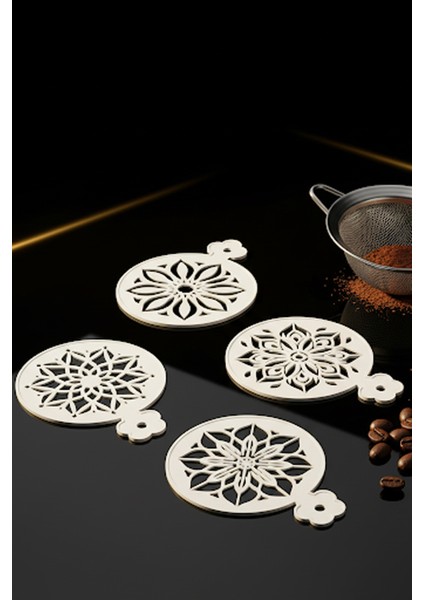 Kahve Şablonu, Kahve Süsleme Seti, Tatlı Süsleme Seti, 4'lü Set fiyatları