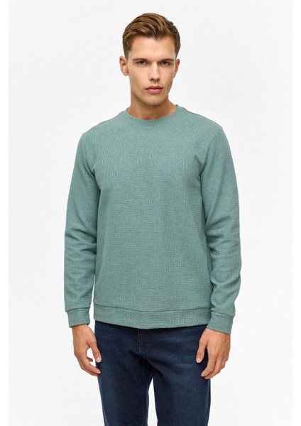 Haki Regular Düz Bisiklet Yaka Sweatshirt modelleri