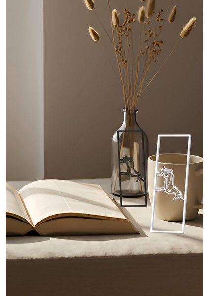 Unicorn Kitap Ayracı, Modern Tasarım, Hafif ve Şık 2’li, Siyah ve Beyazın Modern Uyumu