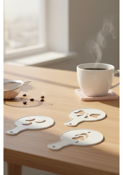 Kahve Şablonu, Kahve Süsleme Seti, Tatlı Süsleme Seti, 4'lü Set fiyatları