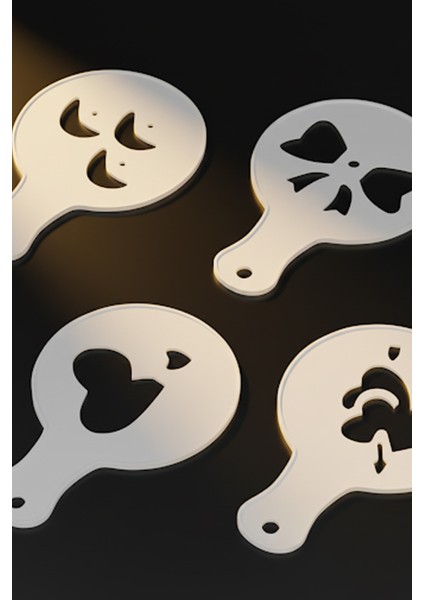 Kahve Şablonu, Kahve Süsleme Seti, Tatlı Süsleme Seti, 4'lü Set modelleri