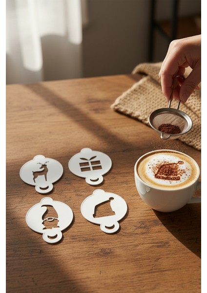 Kahve Şablonu, Kahve Süsleme Seti, Tatlı Süsleme Seti, 4'lü Set