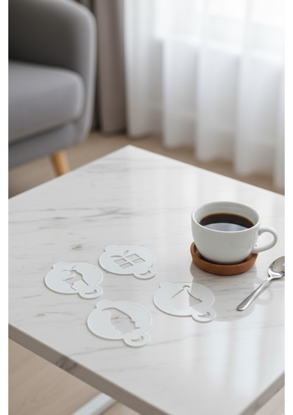 Kahve Şablonu, Kahve Süsleme Seti, Tatlı Süsleme Seti, 4'lü Set fiyatları