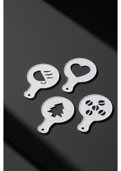 Kahve Şablonu, Kahve Süsleme Seti, Tatlı Süsleme Seti, 4'lü Set