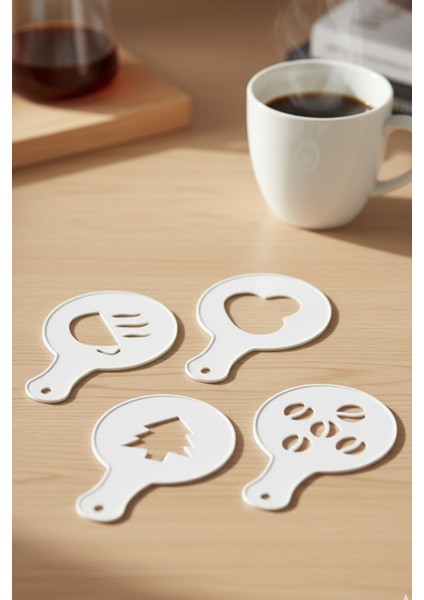 Kahve Şablonu, Kahve Süsleme Seti, Tatlı Süsleme Seti, 4'lü Set modelleri