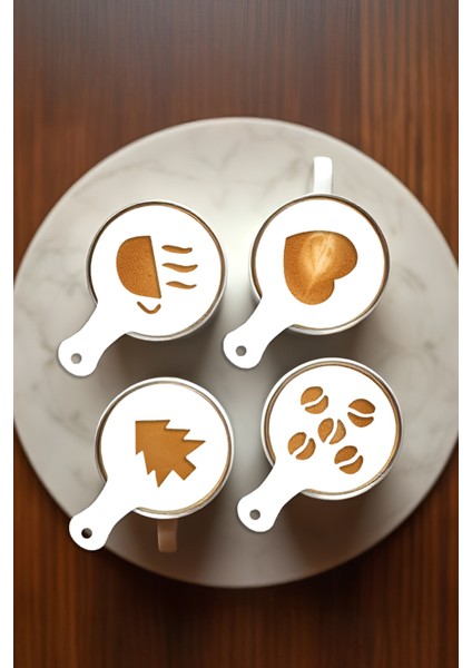 Kahve Şablonu, Kahve Süsleme Seti, Tatlı Süsleme Seti, 4'lü Set fırsatları