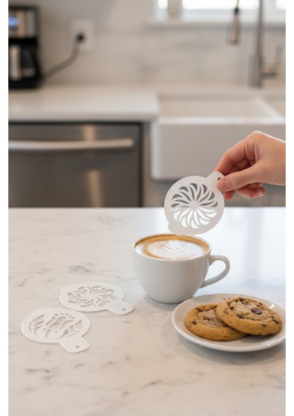 Kahve Şablonu, Kahve Süsleme Seti, Tatlı Süsleme Seti, 4'lü Set modelleri