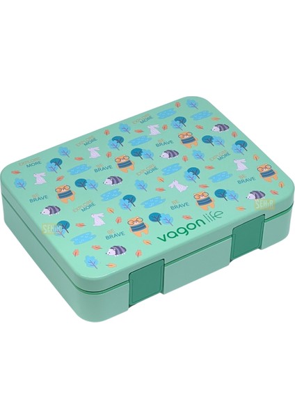 Bento 1300ML Lunchbox Yeni Koleksiyon Tek Katlı 4 Bölmeli Abs Plastik Çocuk Sefer Tası Yemek Kutusu