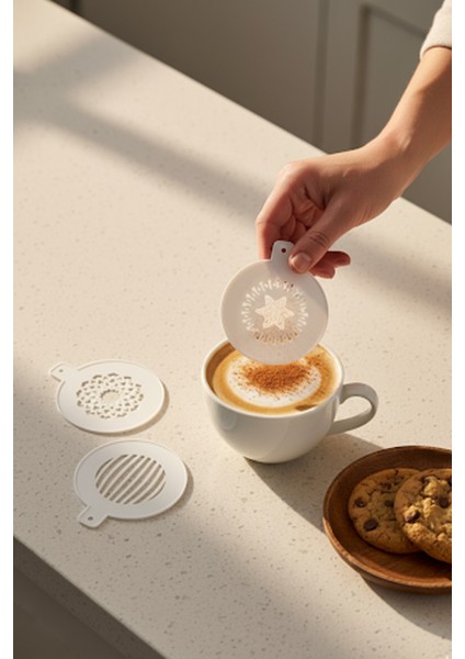 Kahve Şablonu, Kahve Süsleme Seti, Tatlı Süsleme Seti, 4'lü Set modelleri