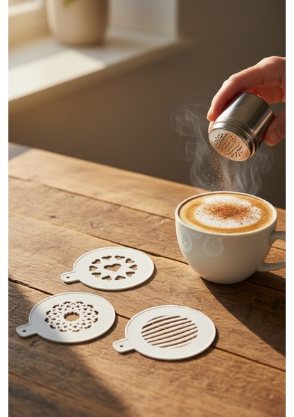 Kahve Şablonu, Kahve Süsleme Seti, Tatlı Süsleme Seti, 4'lü Set indirimleri