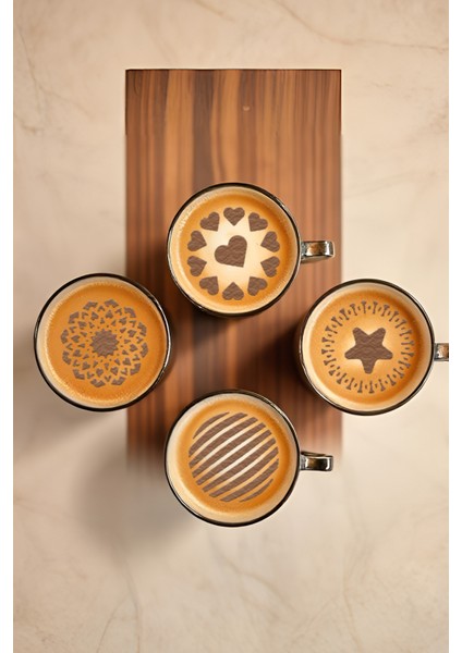 Kahve Şablonu, Kahve Süsleme Seti, Tatlı Süsleme Seti, 4'lü Set