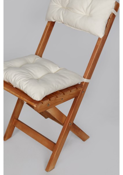Ahşap Katlanabilir Sandalye – Krem Minderli Bahçe ve Balkon Sandalyesi (Montajsız) fırsatları