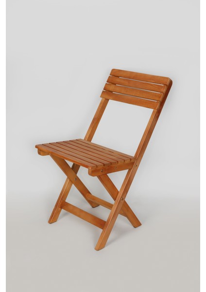 Ahşap Katlanabilir Sandalye – Krem Minderli Bahçe ve Balkon Sandalyesi (Montajsız)