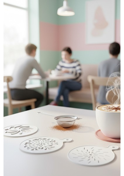 Kahve Şablonu, Kahve Süsleme Seti, Tatlı Süsleme Seti, 4'lü Set fiyatları
