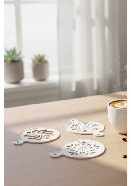 Kahve Şablonu, Kahve Süsleme Seti, Tatlı Süsleme Seti, 4'lü Set modelleri