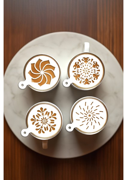 Kahve Şablonu, Kahve Süsleme Seti, Tatlı Süsleme Seti, 4'lü Set fırsatları