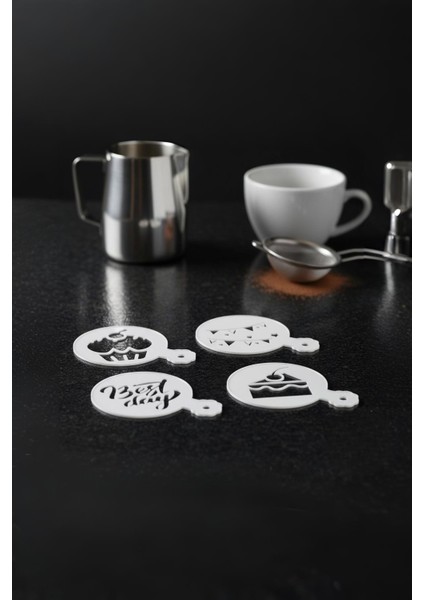 Kahve Şablonu, Kahve Süsleme Seti, Tatlı Süsleme Seti, 4'lü Set modelleri