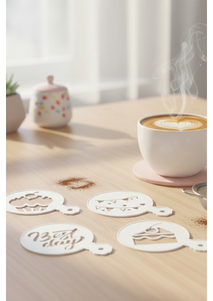Kahve Şablonu, Kahve Süsleme Seti, Tatlı Süsleme Seti, 4'lü Set fırsatları