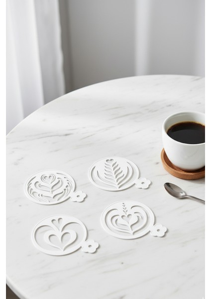 Kahve Şablonu, Kahve Süsleme Seti, Tatlı Süsleme Seti, 4'lü Set