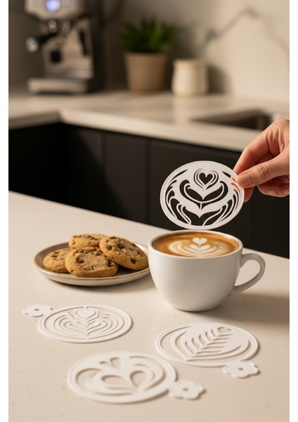 Kahve Şablonu, Kahve Süsleme Seti, Tatlı Süsleme Seti, 4'lü Set modelleri